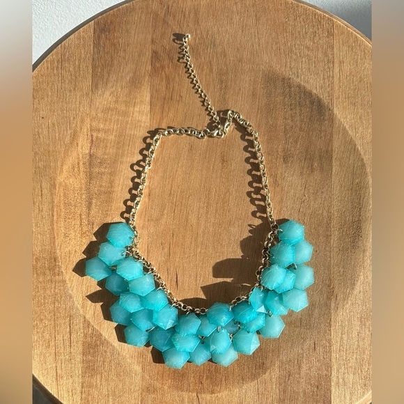Gold and  Teal Necklace - Picture 1 of 3
